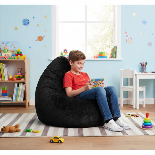 Sitzsack BeanBag Fluffy XL, schwarz