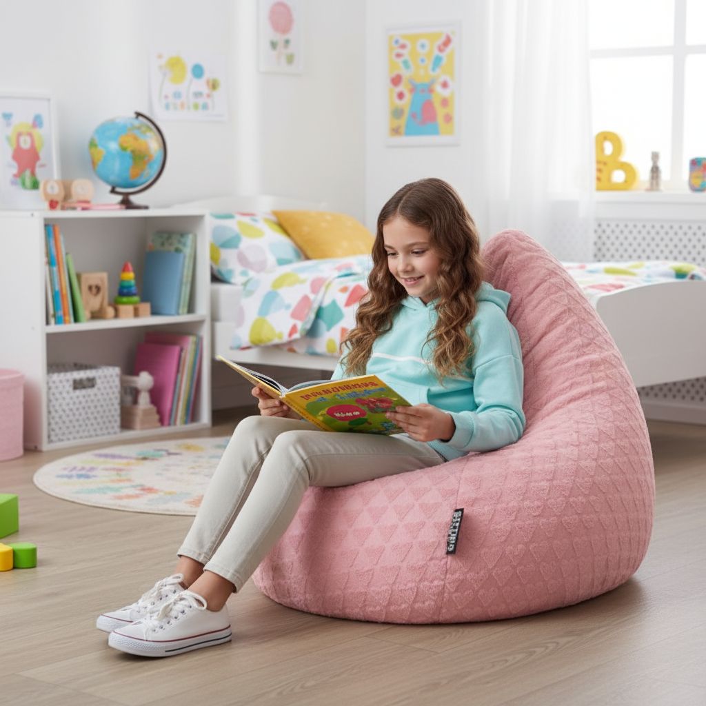 Sitzsack BeanBag Fluffy Hearts XL, rose