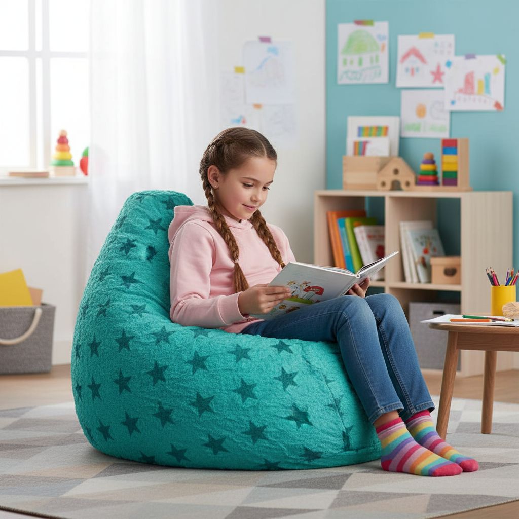 Sitzsack BeanBag Fluffy Stars XL, türkis