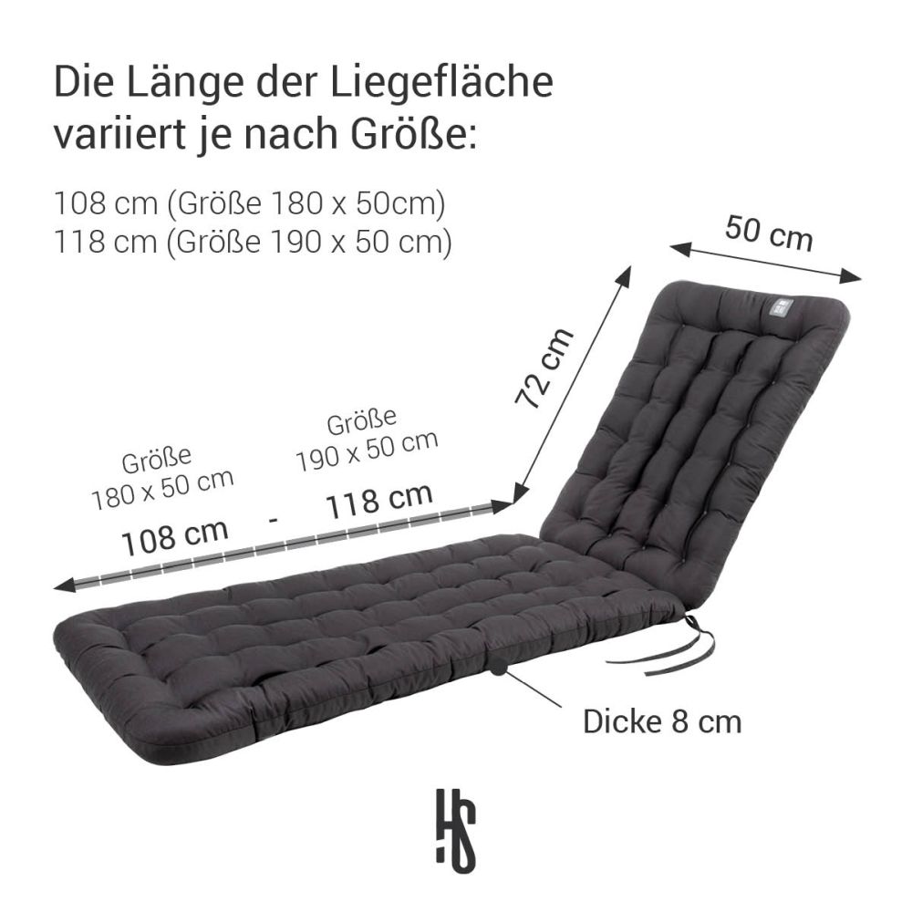 Have A Seat Deckchair Auflage 180x50 cm, grau